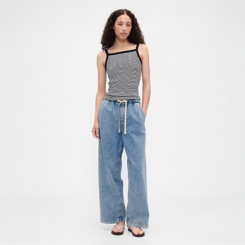 NWT GAP High Rise Pull-On Wide-Leg Jeans - Picture 2 of 9